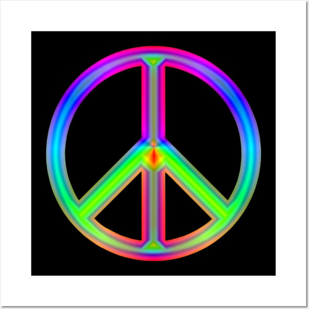 Rainbow Neon Peace Sign Wall Art by Art by Deborah Camp